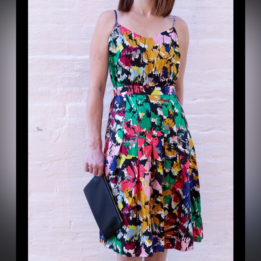J. Crew Multicolored Brushstroke Midi Dress